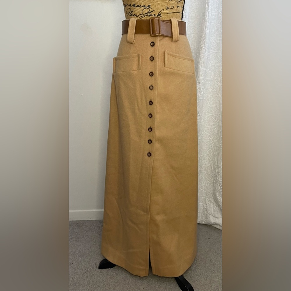 Superb Sportswear Ltd Camelhair Wool Pencil Maxi Skirt